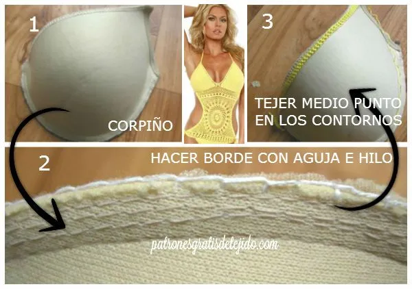 Cómo tejer corpiño en crochet con push up / paso a paso | Crochet ...