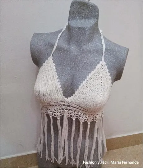 Tejer un crop top para el verano a ganchillo y con flecos (A ...