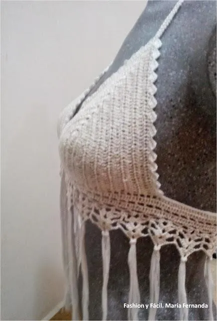 Tejer un crop top para el verano a ganchillo y con flecos (A ... Tejer un crop top para el verano a ganchillo y con flecos (A ...