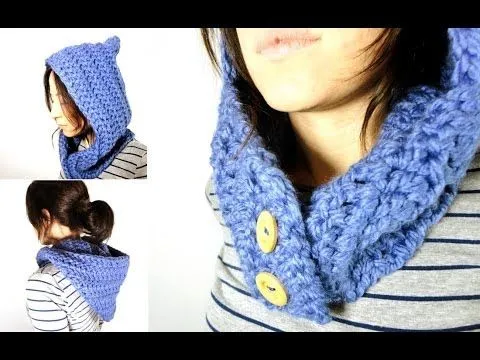 Cómo tejer un cuello - capucha de lana a ganchillo / crochet - YouTube Cómo tejer un cuello - capucha de lana a ganchillo / crochet - YouTube
