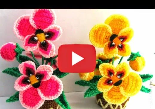Como tejer flores pensamientos al crochet paso a paso | Crochet y ... Como tejer flores pensamientos al crochet paso a paso | Crochet y ...