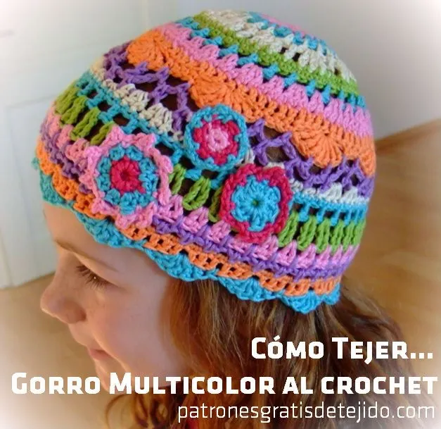 Cómo tejer un gorro multicolor al crochet / paso a paso | Crochet ...
