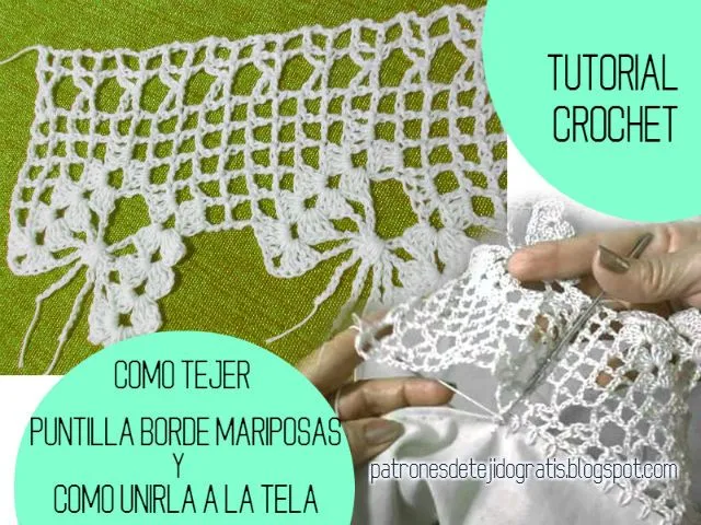 Cómo tejer puntilla y cómo unirla a la tela / Tutorial Crochet ...