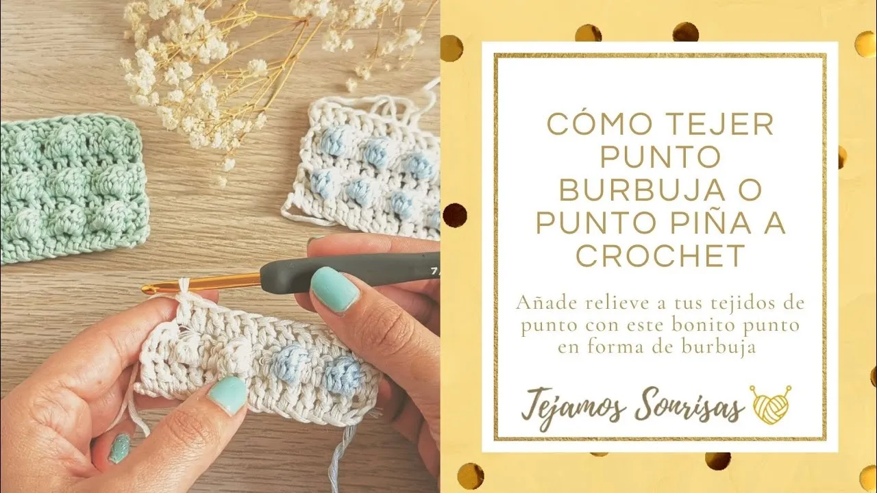 Cómo tejer punto piña o burbuja a crochet - Tejamos Sonrisas Cómo tejer punto piña o burbuja a crochet - Tejamos Sonrisas