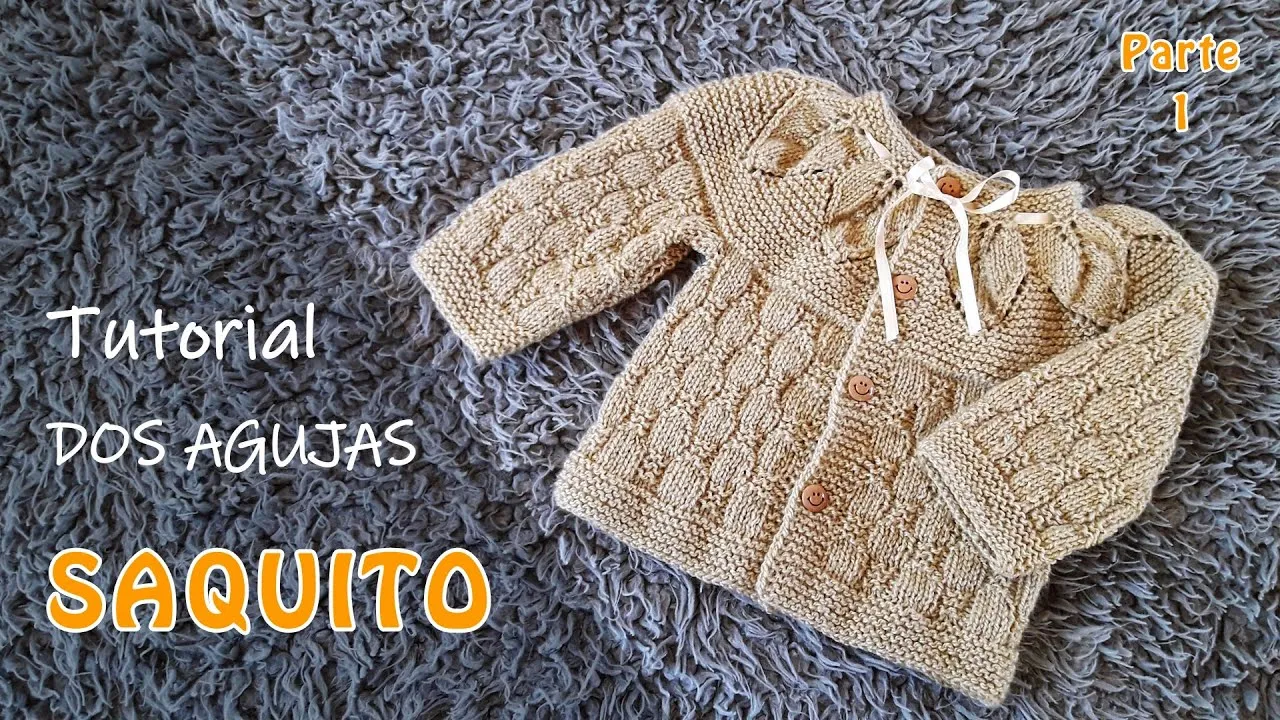 Como tejer un Saquito, Jersey, Chambrita para bebe a dos agujas. Canesú  Hojitas. Parte 1 de 2 - YouTube