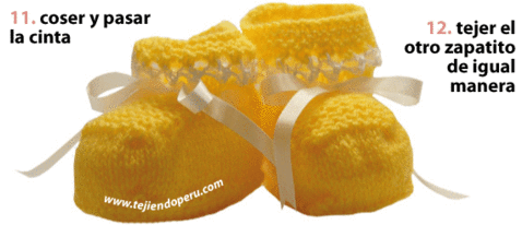 Cómo tejer zapatitos para bebés en dos agujas o palitos con lana y ... Cómo tejer zapatitos para bebés en dos agujas o palitos con lana y ...