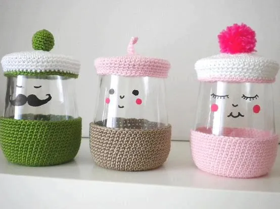 Tejido Facil: Idea: Decoración para frascos en crochet 1