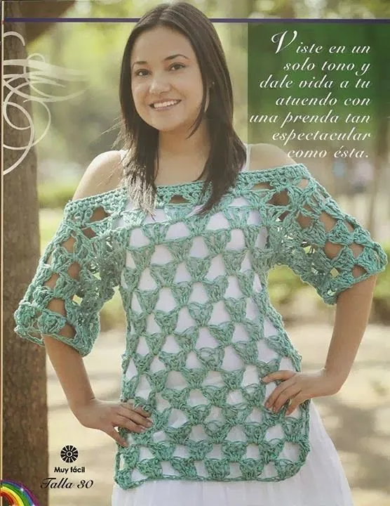 Tejido Facil: Patrón: 1,2, 3 blusa crochet super express y femenina :) Tejido Facil: Patrón: 1,2, 3 blusa crochet super express y femenina :)