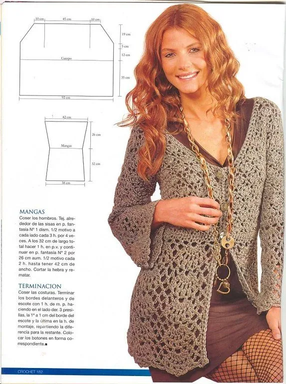 Tejido Facil: Patron: Cardigan Maxi largo muy femenino y sentador Tejido Facil: Patron: Cardigan Maxi largo muy femenino y sentador