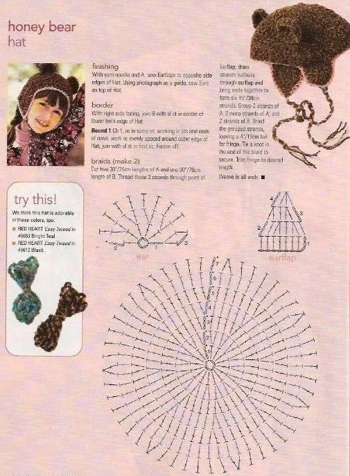 Tejido Facil: Patrón: Gorro para niños con cordones y orejas de oso :) Tejido Facil: Patrón: Gorro para niños con cordones y orejas de oso :)