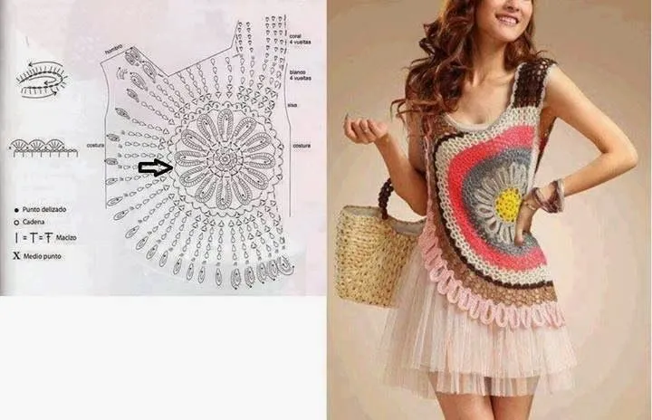Tejido Facil: Patrón: Musculosa irregular con flor imperdible ... Tejido Facil: Patrón: Musculosa irregular con flor imperdible ...