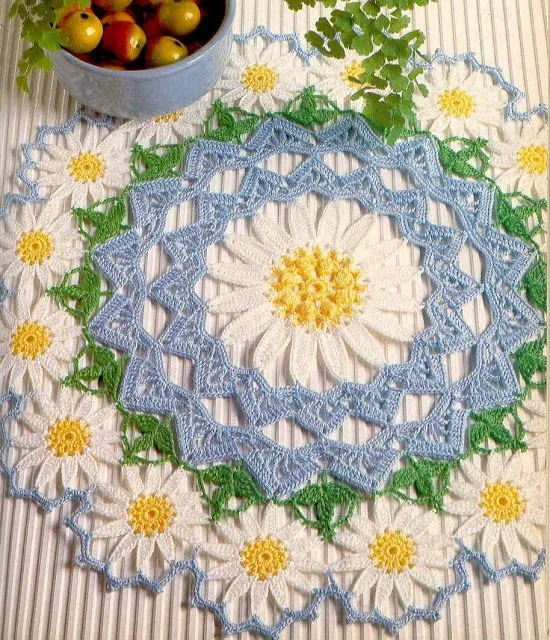 tejidos artesanales en crochet: carpeta margarita