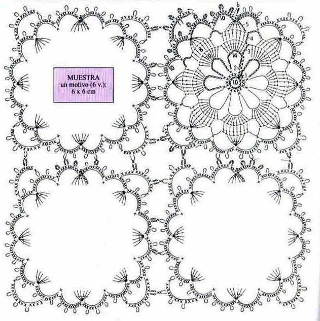 tejidos artesanales en crochet: uniendo motivos cuadrados