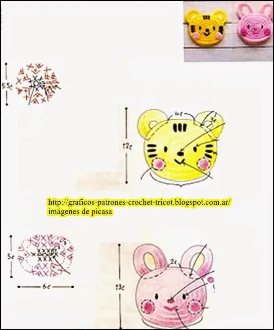 TEJIDOS A CROCHET - GANCHILLO - PATRONES: CARITAS DE ANIMALES ... TEJIDOS A CROCHET - GANCHILLO - PATRONES: CARITAS DE ANIMALES ...