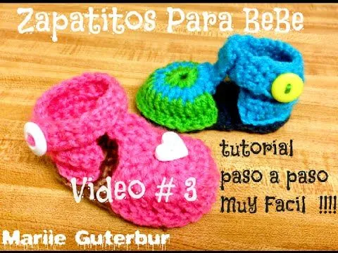 Como Hacer Zapatitos para Bebe: Video #3 tejidos con Gancho - YouTube Como Hacer Zapatitos para Bebe: Video #3 tejidos con Gancho - YouTube