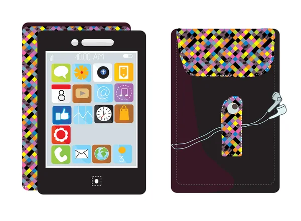 telefone celular touchscreen com papel de parede engraçado — Vetor ...