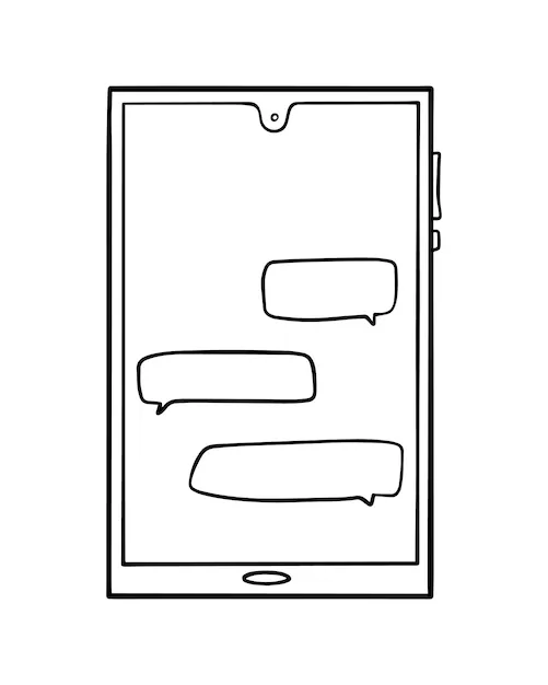 Teléfono de pantalla táctil con mensajes correspondencia diálogo comunicación mensajero doodle dibujos animados lineales para colorear | Vector Premium Teléfono de pantalla táctil con mensajes correspondencia diálogo comunicación mensajero doodle dibujos animados lineales para colorear | Vector Premium