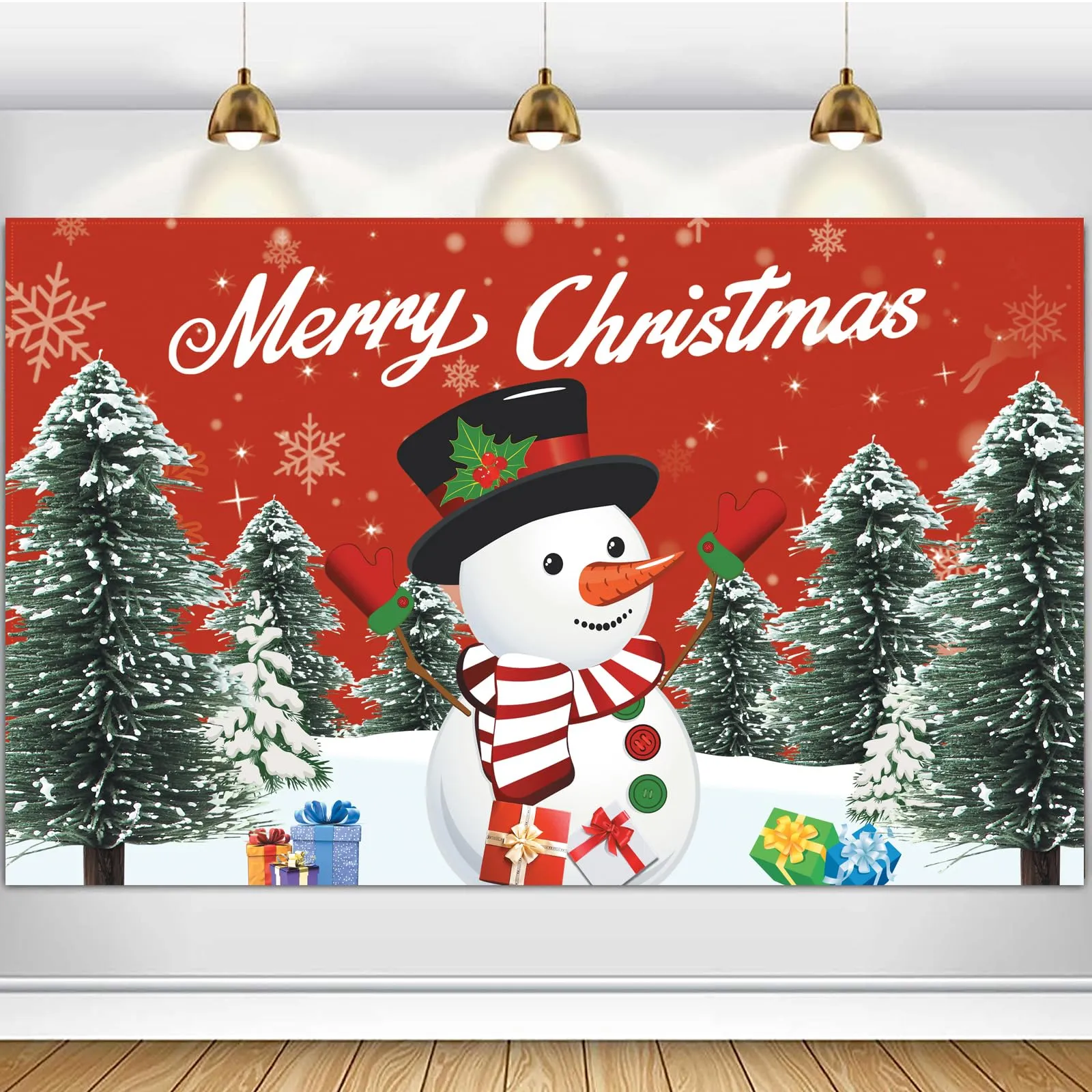 Telón de fondo de Navidad con copo de nieve, decoración de fiesta de Navidad,  carteles de