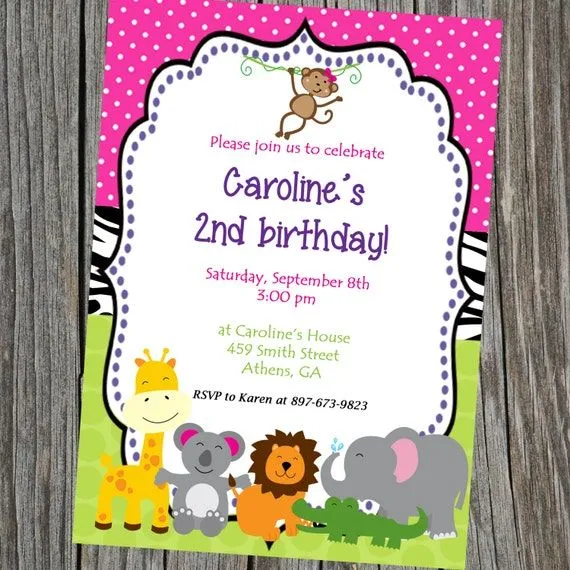 Tema fiesta animales selva imprimible invitación del por cohenlane Tema fiesta animales selva imprimible invitación del por cohenlane