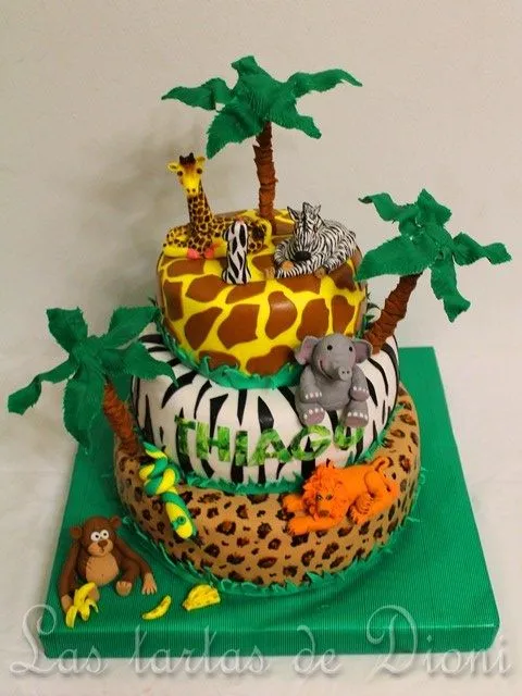 Tarta animales de la Selva. | Las tartas de Dioni Tarta animales de la Selva. | Las tartas de Dioni