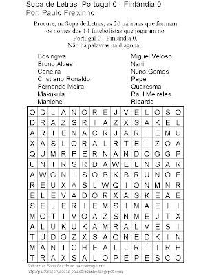 ... temático para imprimir: Sopa de Letras - Portugal 0, Finlândia 0 ... temático para imprimir: Sopa de Letras - Portugal 0, Finlândia 0