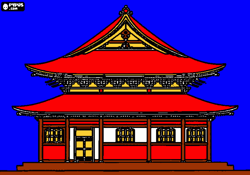 templo chino para colorear, templo chino para imprimir