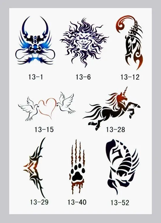 temporal Airbrush Tattoo Stencils plantilla libro folleto 13 53 ...