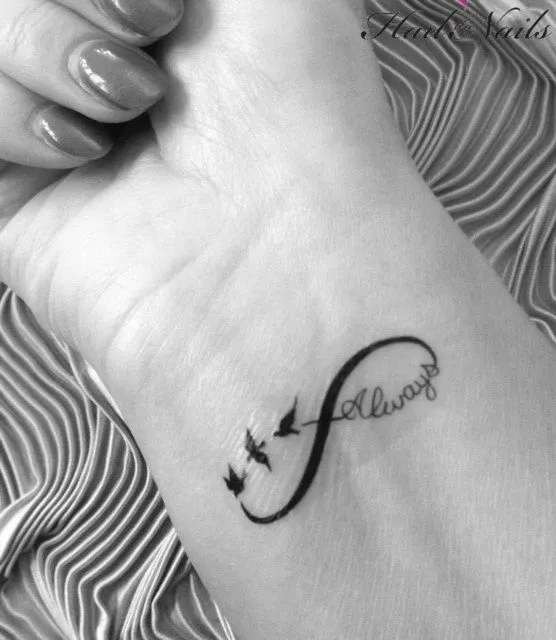 Temporary Tattoo Black Infinity Always Birds TT388 Wrist or Ankle ...