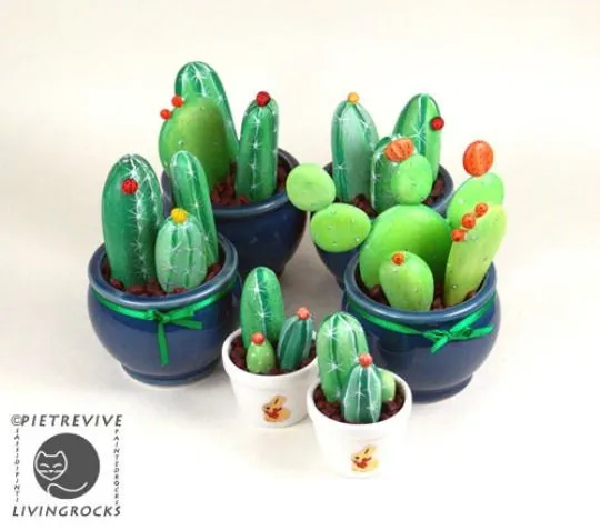 Tendencia Cactus, manualidades con piedras | Decoración Hogar ...