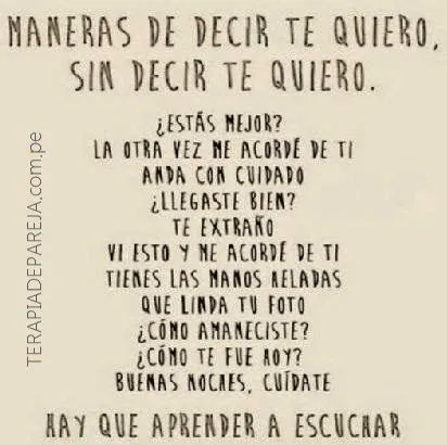 Terapia de Pareja: MANERAS DE DECIR TE QUIERO SIN DECIRLO Terapia de Pareja: MANERAS DE DECIR TE QUIERO SIN DECIRLO