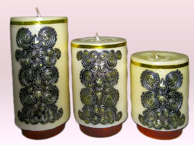 TereArte | Juego de tres velones decorados en arte ruso