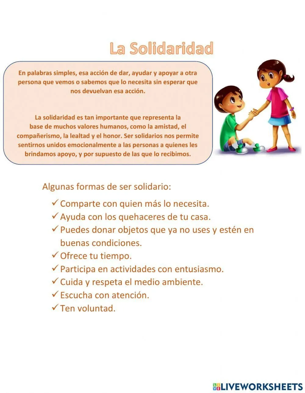 Test de la solidaridad worksheet | Live Worksheets Test de la solidaridad worksheet | Live Worksheets
