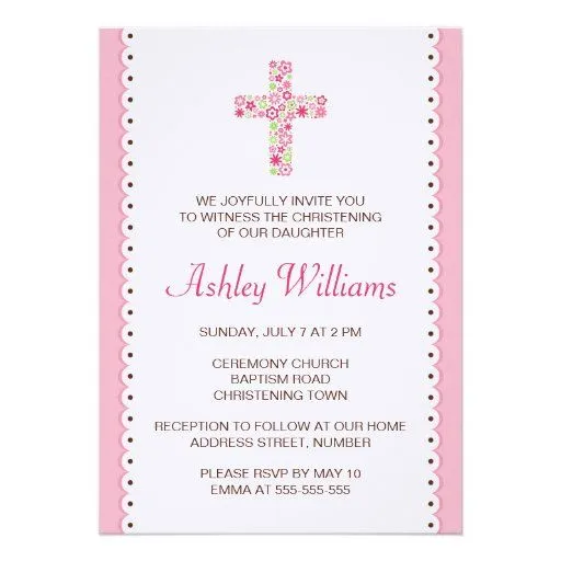 Invitación floral del bautismo del bautizo de la c de Zazzle.