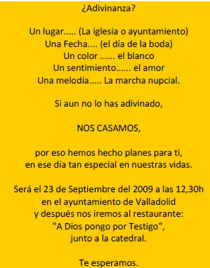 Texto para invitaciones de boda V, Amor