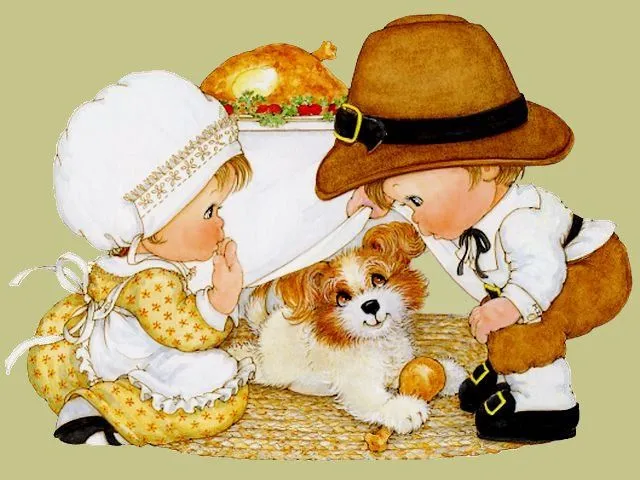Thanksgiving Ruth Morehead Kids with Dog Greeting Card - Puzzles ...