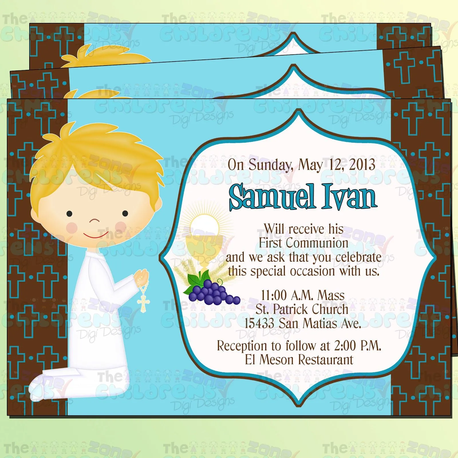 The Childrens Zone Digi Designs: Invitaciones de Primera Comunión