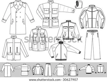 The Clothes For Men Consist Of A Raincoat, A Jacket And A Sports ...