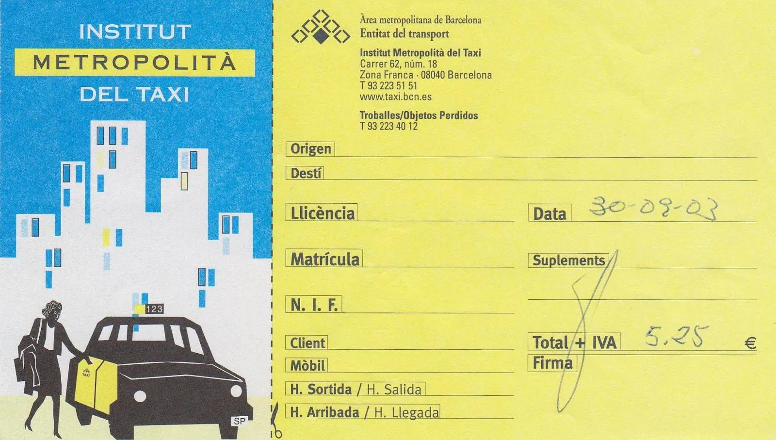 The traveler's drawer: BARCELONA. 8 recibos de taxis / 8 taxi receipts (2003) The traveler's drawer: BARCELONA. 8 recibos de taxis / 8 taxi receipts (2003)