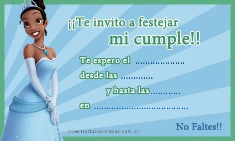 Tiana - Princesas de Disney - Tarjeta de cumpleaños para imprimir ...