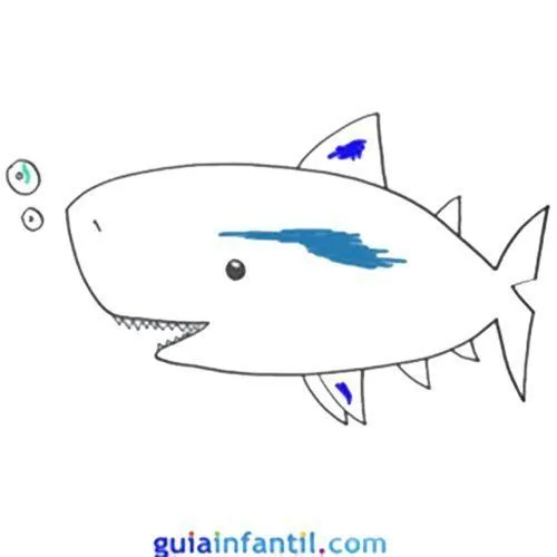 Tiburón para dibujar con niños. Animales marinos para imprimir ... Tiburón para dibujar con niños. Animales marinos para imprimir ...