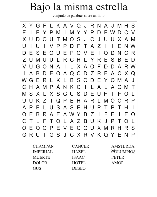 Sopas de letras – Lengua y Literatura / ESO