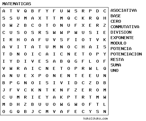 TIC's Tecnologia &amp; Matematicas: SOPA DE LETRAS