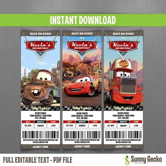 Ticket Invitaciones de Cumpleaños de Disney por SunnyGeckoDesign Ticket Invitaciones de Cumpleaños de Disney por SunnyGeckoDesign