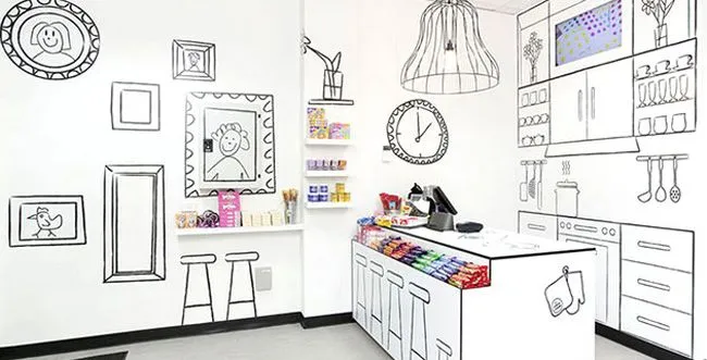 Una tienda de golosinas deliciosamente decorada