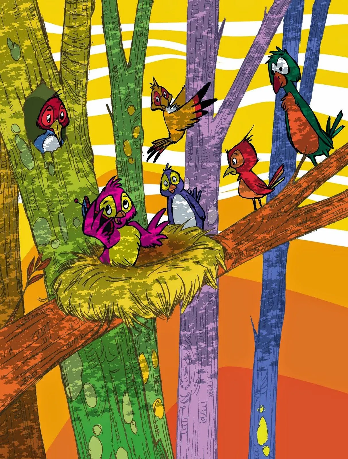 TigerCartoon: caricatura de aves