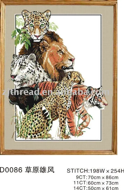 Tigre puntada en cruz kit, De dibujos animados de punto de cruz ...