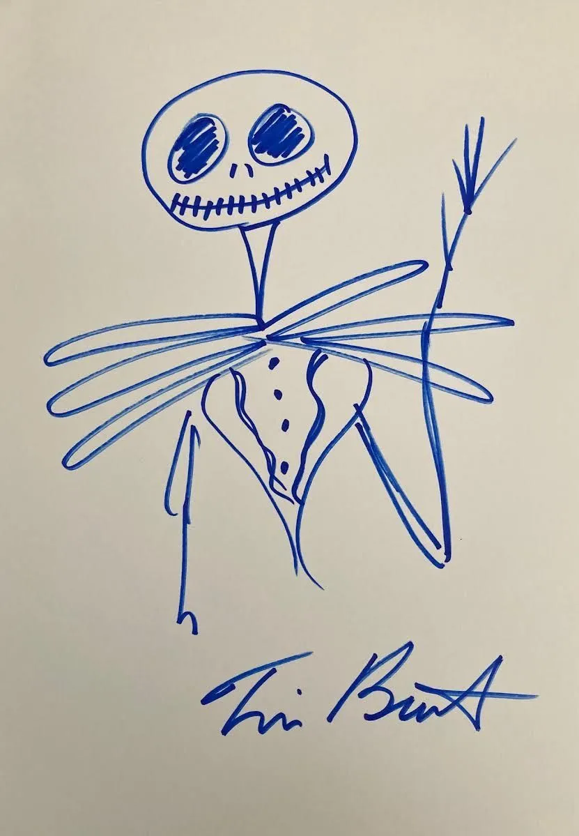 Tim Burton - Jack Skellington Dibujo en tinta azul s… | Drouot.com Tim Burton - Jack Skellington Dibujo en tinta azul s… | Drouot.com