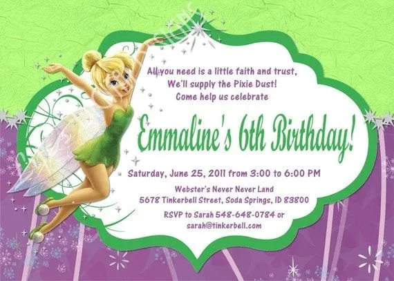Tinkerbell Birthday Invitation Photo Option por LifesDigitalDesigns