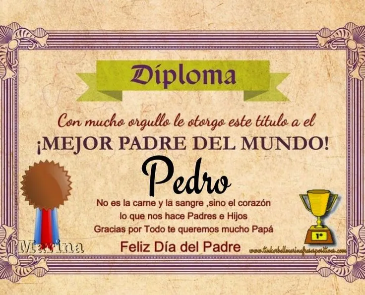 TINKERBELL FRASES POSITIVAS: DIPLOMAS PARA EL DIA DEL PADRE ...