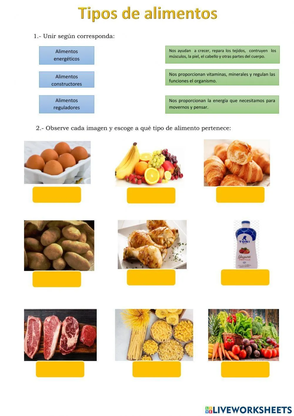 Tipos de alimentos online activity | Live Worksheets Tipos de alimentos online activity | Live Worksheets